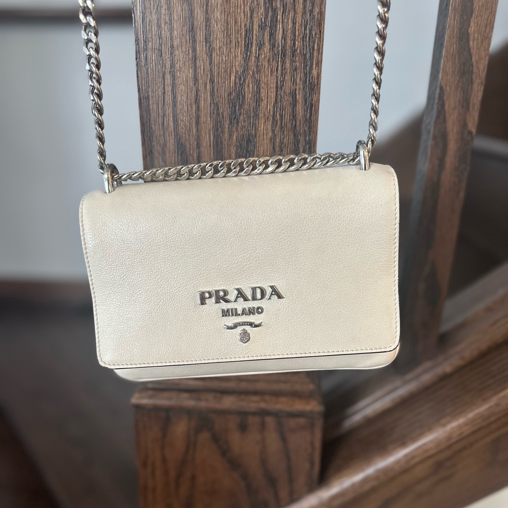 White and silver crossbody bag